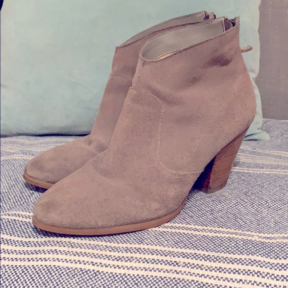 Grey suede booties